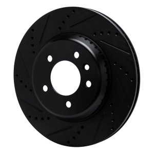 Land Rover Defender 110 Brake Rotor (1) - Rear Left - R1 Concepts - Drilled & Slotted - Black - `20-`25